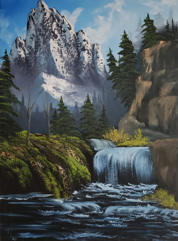 Paint like Bob Ross at my home studio Nature's Brush Studio